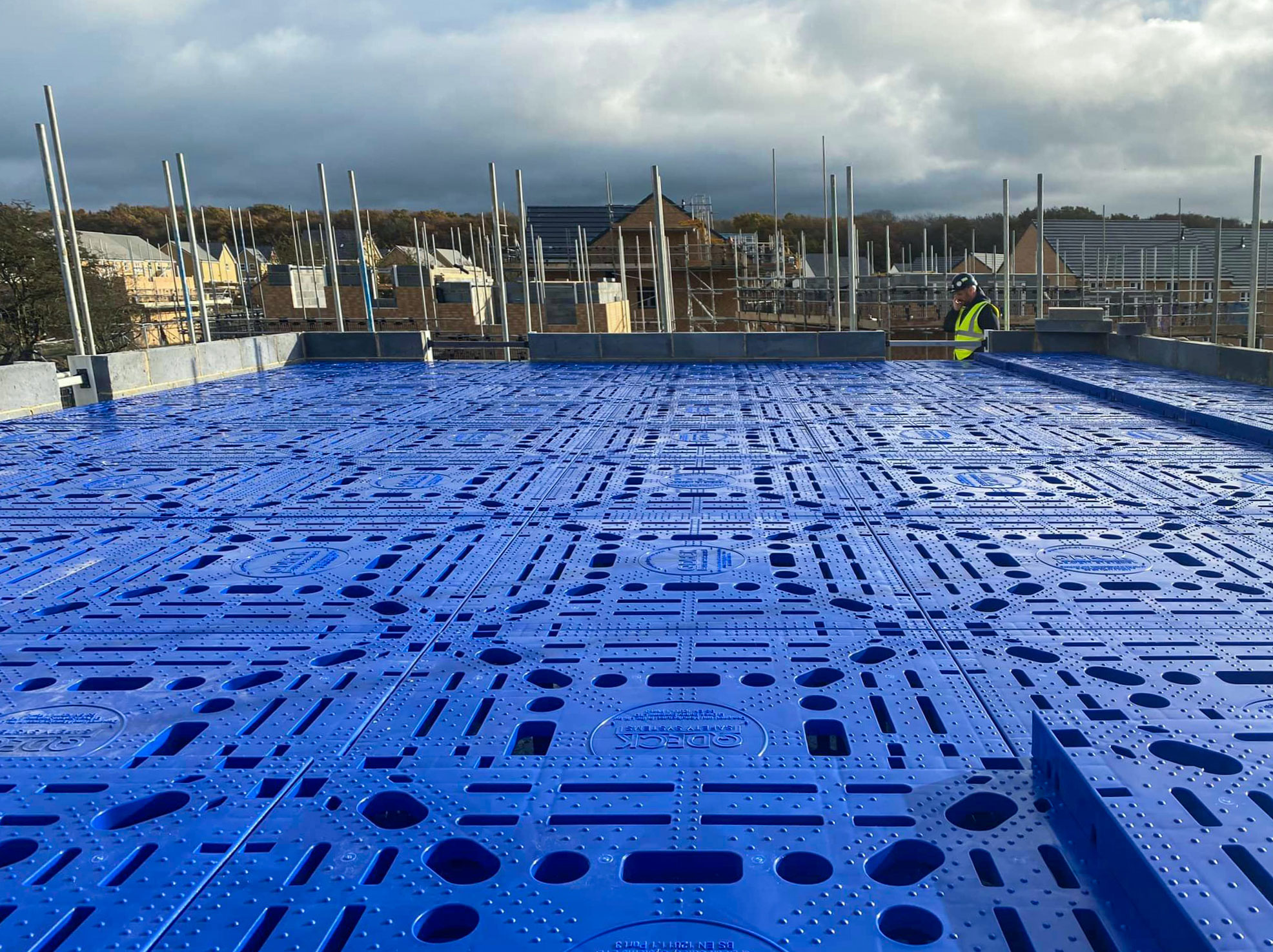blue Q Deck safety decking on site